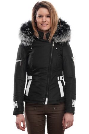 PUFFER JACKET IN BLACK LEATHER WITH FUR Silverstorn