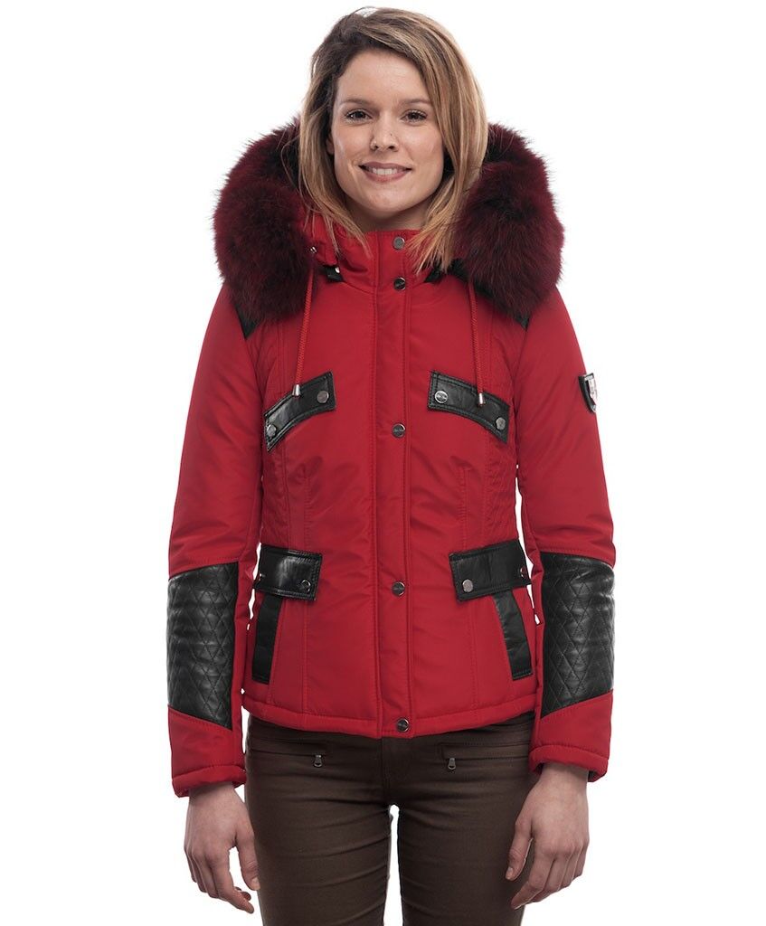 Doudoune noir avec fourrure rouge store