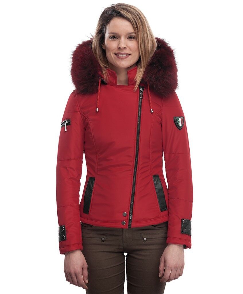 Doudoune noir avec fourrure rouge best sale