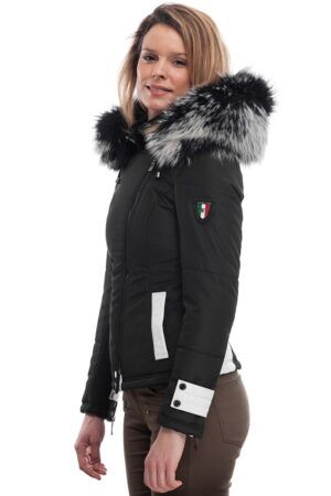 PUFFER JACKET IN FABFIC AND LEATHER WITH FUR Silverstorn