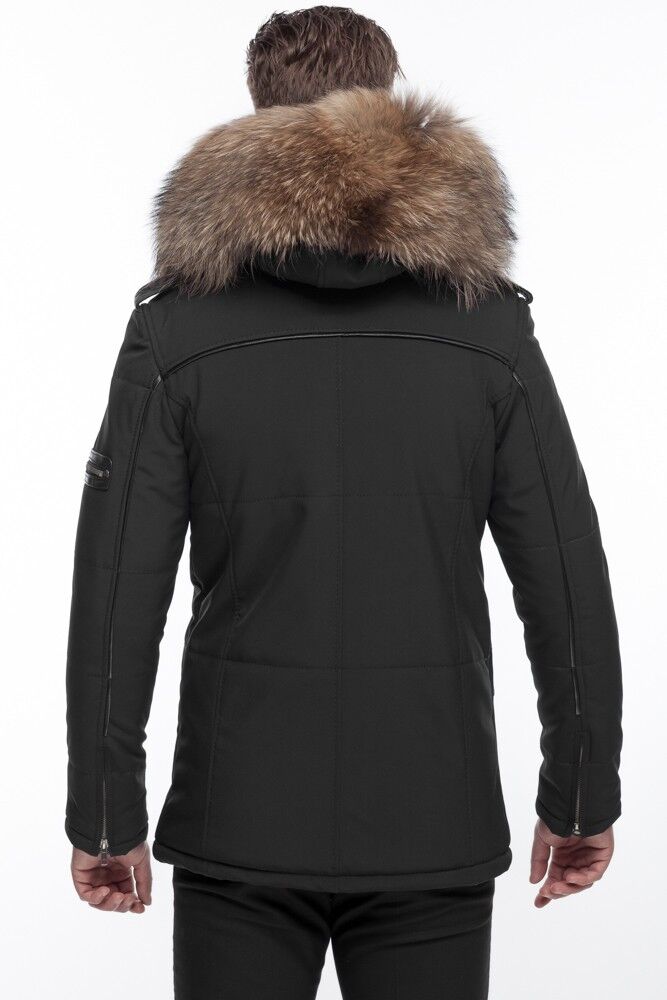 PUFFER BLACK JACKET WITH FUR Silverstorn